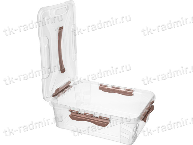 Ящик GRAND BOX 390х290х124 10 л для хранения с крышкой с замками  коричневый