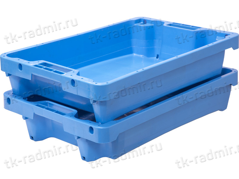 Ящик рыбный 600х400х125 конусный 7-10 кг/15 л с дренажными отверстиями синий 83630300