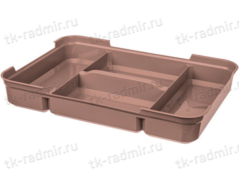 Ящик GRAND BOX 390х290х124 10 л для хран. с крышк. с замком и вставкой-органайзером  коричнев