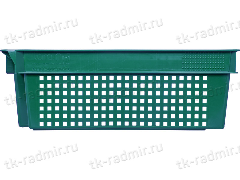 Ящик 600х400х200 1,5кг. дно сплошное, стенки перфорированные  зелёный