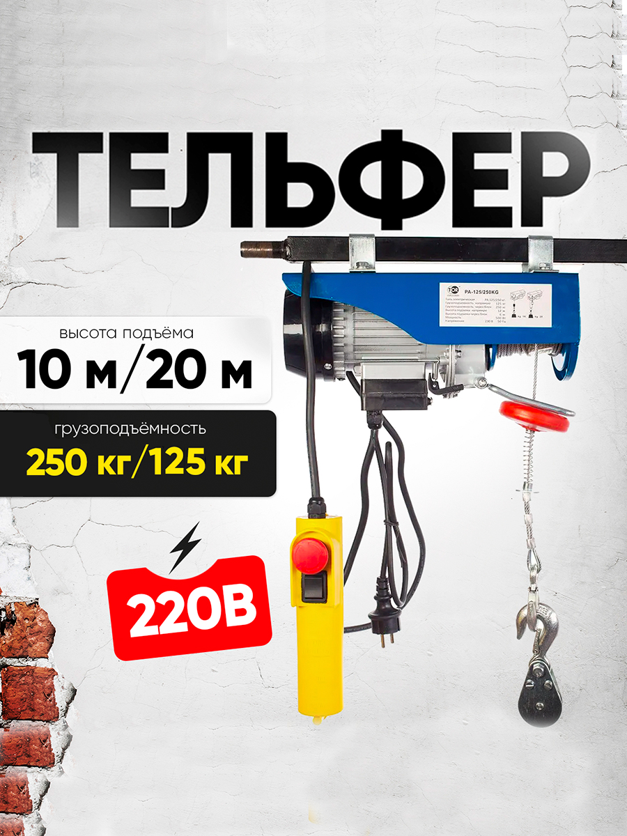 Таль электрическая TOR PA 125/250 кг 20/10 м (серия N) купить