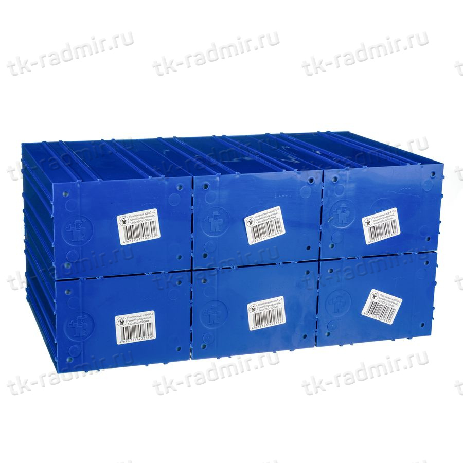 Пластиковый короб Стелла-техник C-2-К6-синий-белый , 140х250х100мм, комплект 6 штук купить