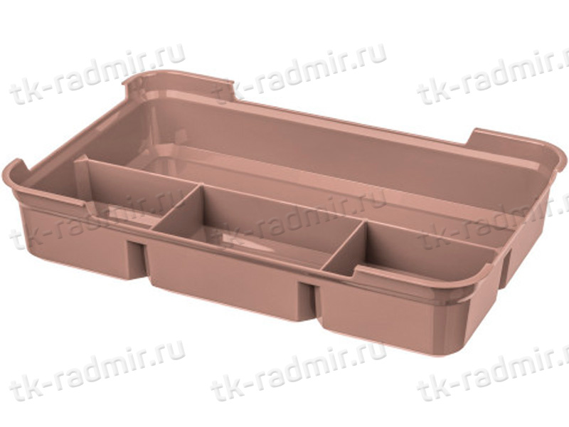 Ящик GRAND BOX 290Х190Х124 4,2 л  для хран. с крышк. с замком и вставкой-органайзером  коричн