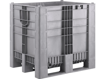 BoxPallet 1200х1000х1140 сплошной, на 3-х полозьях  серый