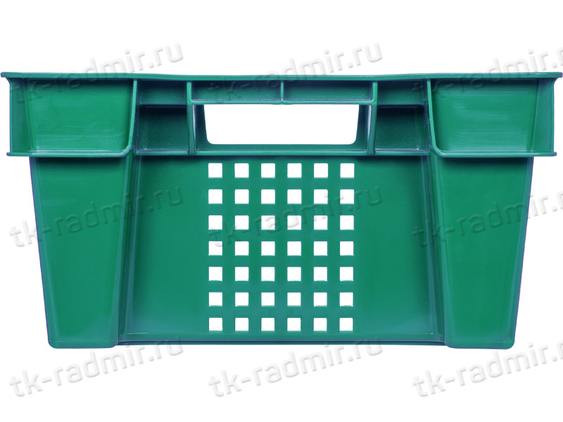 Ящик 600х400х200 1,5кг. дно сплошное, стенки перфорированные  зелёный