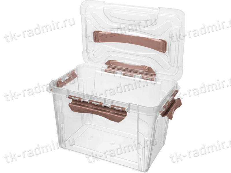 Ящик GRAND BOX 290х190х180 6,65 л для хранения с крышкой с замками  коричневый