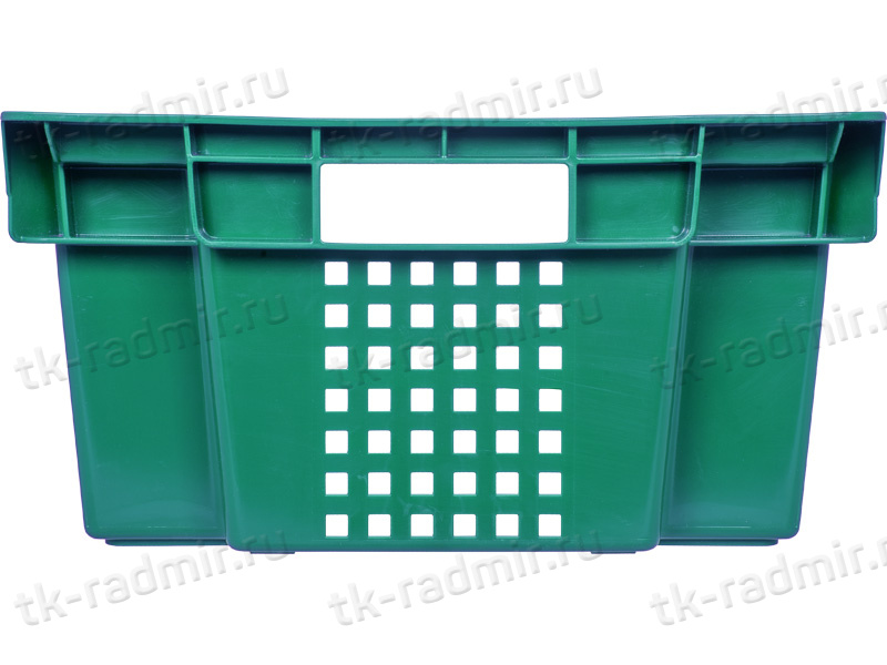 Ящик 600х400х200 1,5кг. дно сплошное, стенки перфорированные  зелёный