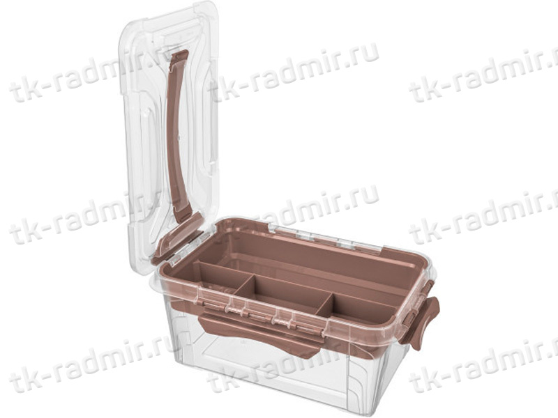 Ящик GRAND BOX 290Х190Х124 4,2 л  для хран. с крышк. с замком и вставкой-органайзером  коричн