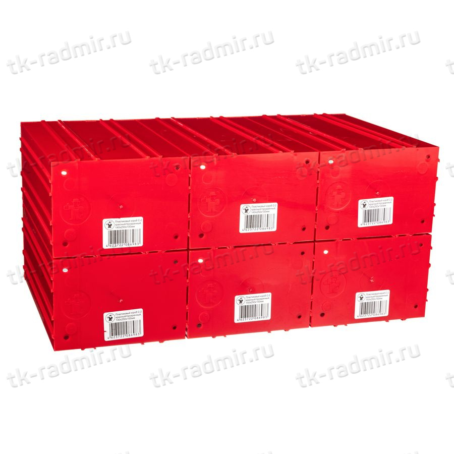 Пластиковый короб Стелла-техник C-2-К6-красный-прозрачный , 140х250х100мм, комплект 6 штук купить