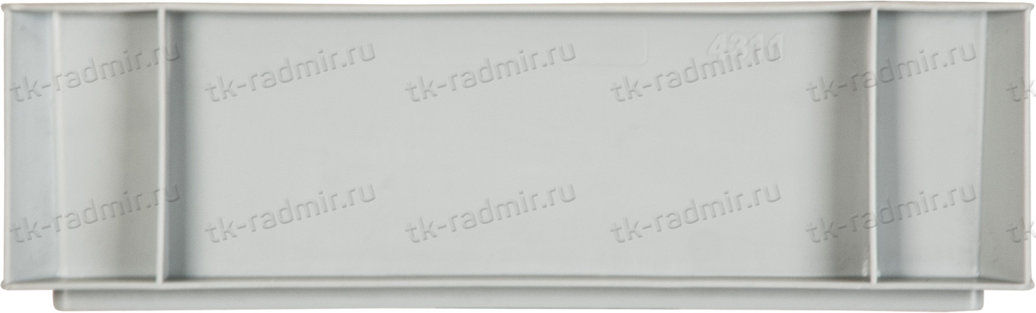 Ящик 400х300х120 сплошной, без ручек, гладкое дно, серый B-4311