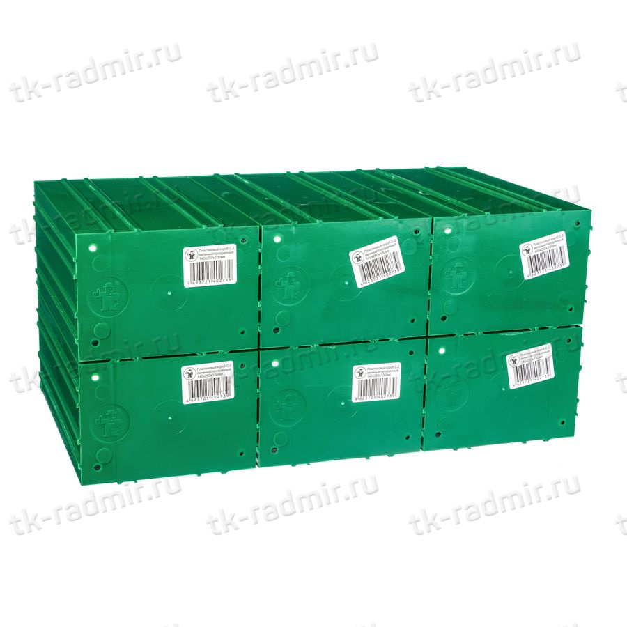 Пластиковый короб Стелла-техник C-2-К6-зеленый-прозрачный , 140х250х100мм, комплект 6 штук купить