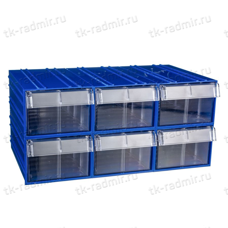 Пластиковый короб Стелла-техник C-2-К6-синий-прозрачный , 140х250х100мм, комплект 6 штук купить
