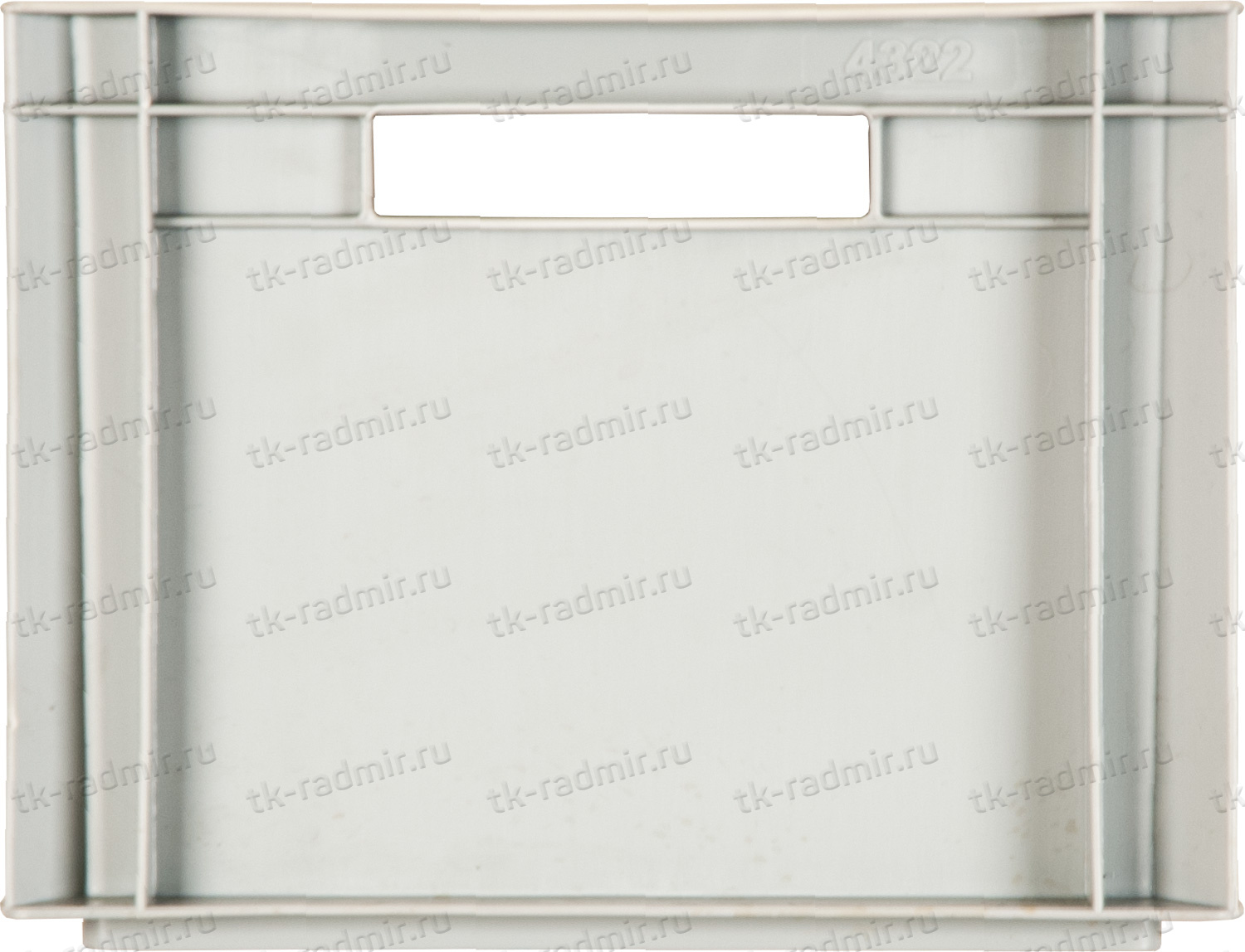 Ящик 400х300х230 сплошной,с ручками,гладкое дно, серый B-4322