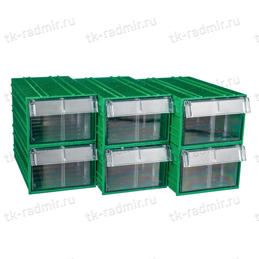 Пластиковый короб Стелла-техник C-2-К6-зеленый-прозрачный , 140х250х100мм, комплект 6 штук купить