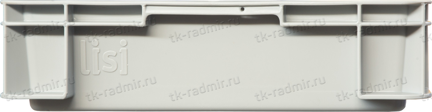 Ящик 400х300х75 сплошной, без ручек, гладкое дно, серый B-4375