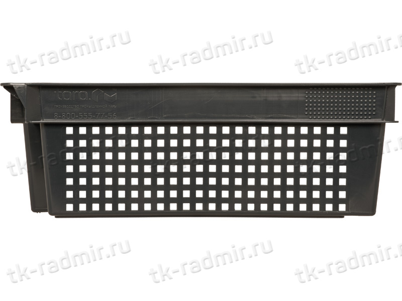 Ящик 600х400х200 1,5кг. дно сплошное, стенки перфорированные  чёрный