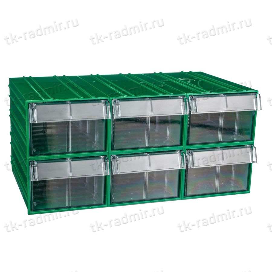 Пластиковый короб Стелла-техник C-2-К6-зеленый-прозрачный , 140х250х100мм, комплект 6 штук купить