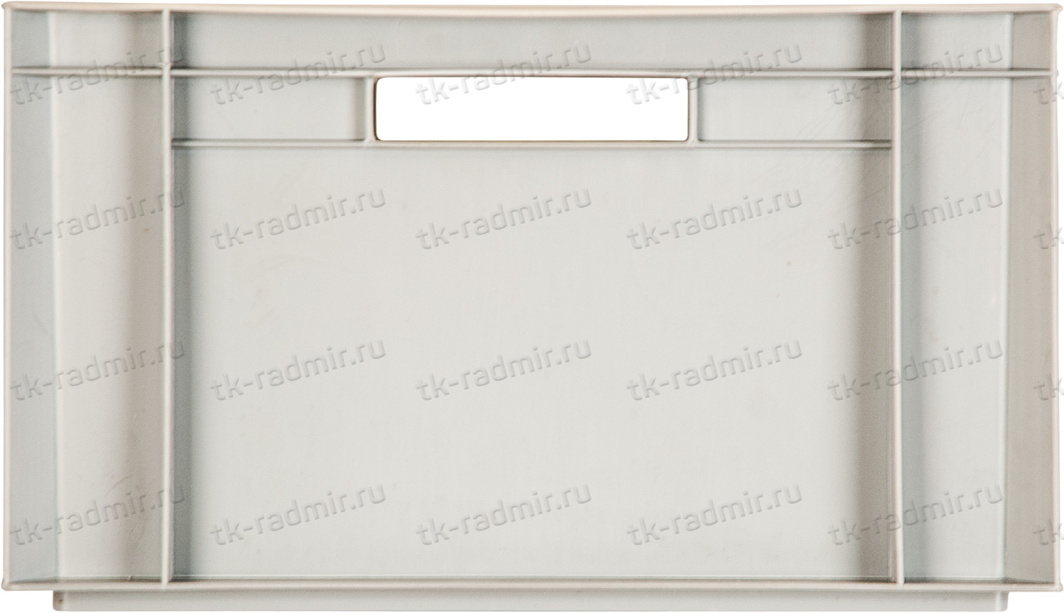 Ящик 400х300х230 сплошной,с ручками,гладкое дно, серый B-4322