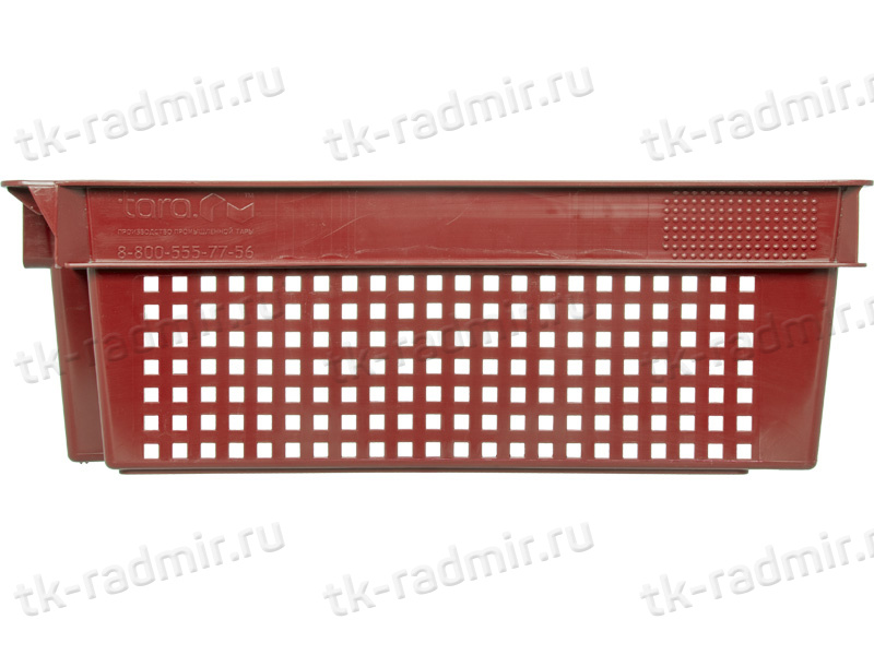 Ящик 600х400х200 1,5кг. дно сплошное, стенки перфорированные  красный