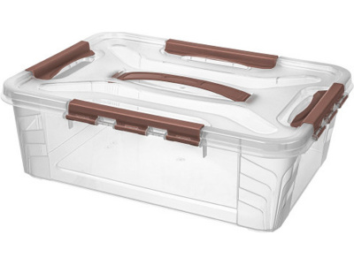 Ящик GRAND BOX 390х290х124 10 л для хранения с крышкой с замками  коричневый